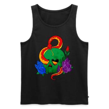 gay pride rainbow flag skull snake - Men's Premium Organic Tank Top - black - Front - AI Model Male 178 light (178cm)