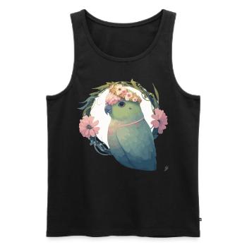 Watercolor Parrotlet Parakeet Bird Flower Crown Pe - Männer Premium Bio Tank Top - Schwarz - Vorne - Michal (187cm)