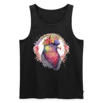 Artistic Lorykeet Parrot Red Lory Bird Flower Crow - Men's Premium Organic Tank Top - black - Front - Michal (187cm)