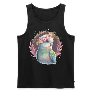 Mignon Perruche Oiseau Fleur Couronne Oiseaux de compagnie - Débardeur bio Premium Homme - noir - Devant - Michal (187cm)