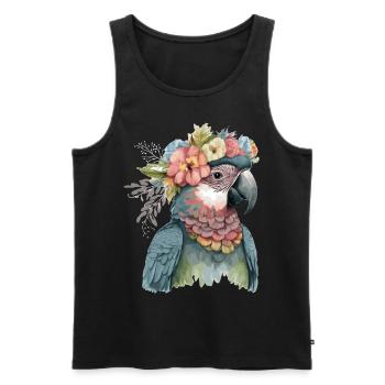 Cute Parrot Macaw Bird Flower Crown Pet Birds - Männer Premium Bio Tank Top - Schwarz - Vorne - Michal (187cm)
