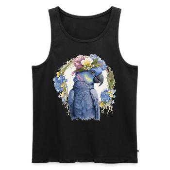 Cute Hyacinth Macaw Parrot Bird Flower Crown Pet B - Men's Premium Organic Tank Top - black - Front - AI Model Male 178 light (178cm)