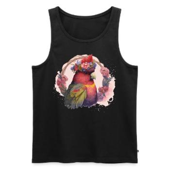 Cute Lorykeet Parrot Red Lory Bird Flower Crown Pe - Men's Premium Organic Tank Top - black - Front - Michal (187cm)