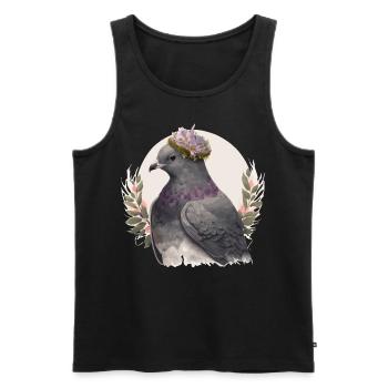 Artistic Gray Dove Pigeon Bird Flower Crown Pet Bi - Men's Premium Organic Tank Top - black - Front - Michal (187cm)