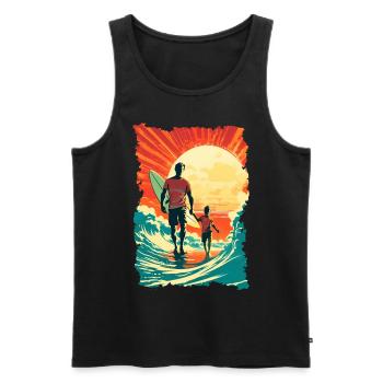 Père et fils surfeur cadeau surfeur - Débardeur bio Premium Homme - noir - Devant - AI Model Male 178 light (178cm)