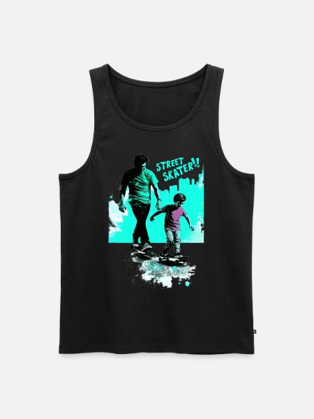 Father and Son Skateboard Gift - Men's Premium Organic Tank Top - black