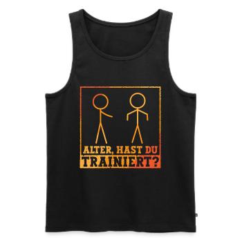 Gym Sport Hast du Trainiert? - Männer Premium Bio Tank Top - Schwarz - Vorne - Michal (187cm)