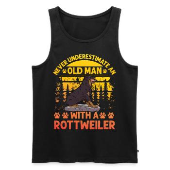 Ne sous-estimez jamais un vieil homme avec un Rottweiler - Débardeur bio Premium Homme - noir - Devant - Michal (187cm)