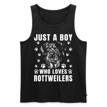 Just a Boy who loves Rottweilers - Männer Premium Bio Tank Top - Schwarz - Vorne - Michal (187cm)