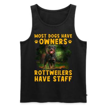 La plupart des chiens ont des propriétaires Les rottweilers ont du personnel - Débardeur bio Premium Homme - noir - Devant - Michal (187cm)