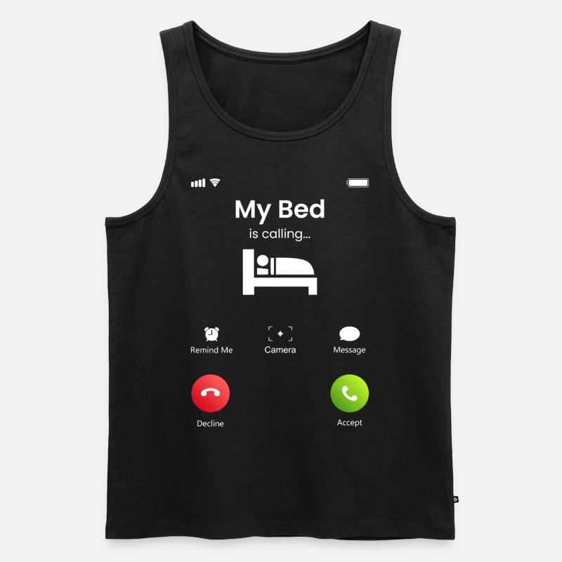 My Bed Is Calling - Männer Premium Bio Tank Top - Schwarz