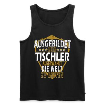 Tischler Spruch - Männer Premium Bio Tank Top - Schwarz - Vorne - Michal (187cm)
