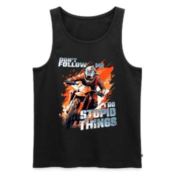 Don't follow me - Cooler Dirtbike Motocross Spruch - Männer Premium Bio Tank Top - Schwarz - Vorne - AI Model Male 178 light (178cm)