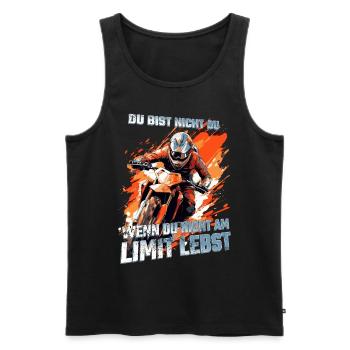 Fahren am Limit - Cooler Dirtbike Motocross Spruch - Männer Premium Bio Tank Top - Schwarz - Vorne - AI Model Male 178 light (178cm)