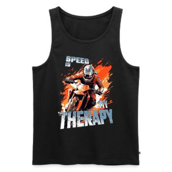 Speed is my Therapy - Dirtbike Motocross Spruch - Männer Premium Bio Tank Top - Schwarz - Vorne - AI Model Male 178 light (178cm)