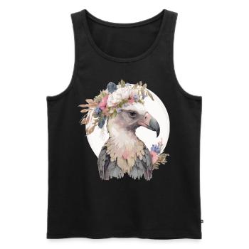 Mignon Vautour Oiseau Fleur Couronne Floral Oiseaux Exotiques - Débardeur bio Premium Homme - noir - Devant - AI Model Male 178 light (178cm)