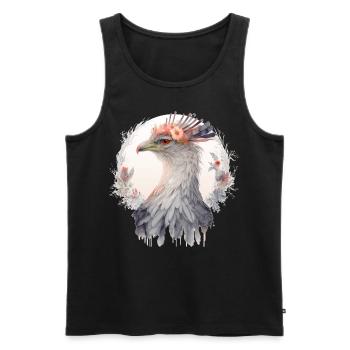 Cute Secretary Bird Flower Crown Floral Exotic Bir - Männer Premium Bio Tank Top - Schwarz - Vorne - Michal (187cm)