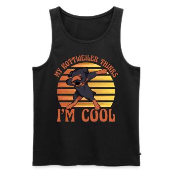 Mon Rottweiler pense que je suis cool - Débardeur bio Premium Homme - noir - Devant - Michal (187cm)
