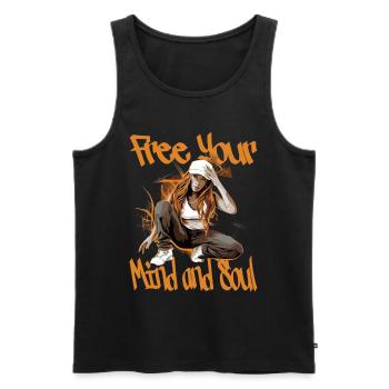Free Your Mind And Soul Hip Hop Rap - Männer Premium Bio Tank Top - Schwarz - Vorne - Michal (187cm)