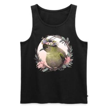 Tropical Kiwi Bird Flower Crown Floral Exotic Bird - Men's Premium Organic Tank Top - black - Front - AI Model Male 178 light (178cm)
