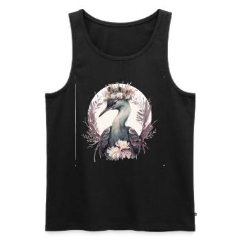 Mignon Crane Oiseau Fleur Couronne Floral Birding - Débardeur bio Premium Homme - noir - Devant - Michal (187cm)