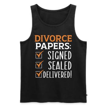 Papiers de divorce : signés, scellés et - Débardeur bio Premium Homme - noir - Devant - Michal (187cm)