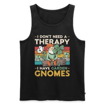 Ich Brauche Keine Therapie Ich Habe Gartenzwerge - Männer Premium Bio Tank Top - Schwarz - Vorne - Michal (187cm)