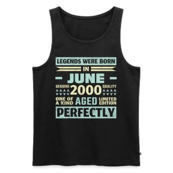 23ème Anniversaire Juin Millésime 2000 Millésime - Débardeur bio Premium Homme - noir - Devant - Michal (187cm)