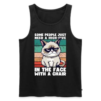 Cat Some People Just Need A High Five In The Face - Men's Premium Organic Tank Top - black - Front - AI Model Male 178 light (178cm)
