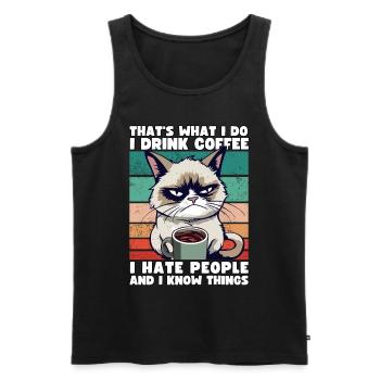 Grump Cat - I drink Coffee and I hate people - Men's Premium Organic Tank Top - black - Front - AI Model Male 178 light (178cm)