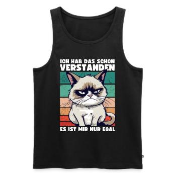Lustige Grump Cat - Ich Hab Das Schon Verstanden - Männer Premium Bio Tank Top - Schwarz - Vorne - Michal (187cm)