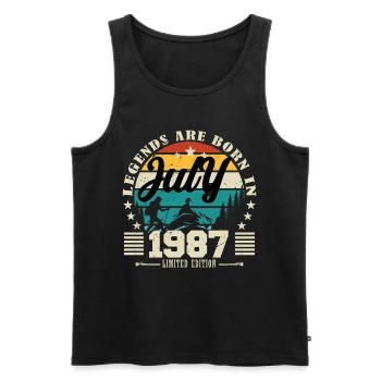 Juli 1987. Geburtstagsgeschenk Juli 1987. - Männer Premium Bio Tank Top - Schwarz - Vorne - Michal (187cm)