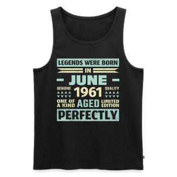 62. Geburtstag Juni Jahrgang 1961 Vintage - Männer Premium Bio Tank Top - Schwarz - Vorne - Michal (187cm)