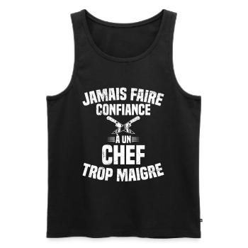 Jamais faire confiance à un chef trop maigre - Débardeur bio Premium Homme - noir - Devant - AI Model Male 178 light (178cm)