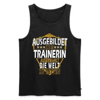 Lustiges Trainerin Sprüche Outfit - Männer Premium Bio Tank Top - Schwarz - Vorne - Michal (187cm)