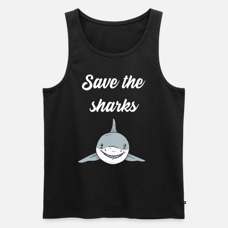 Save the sharks - Männer Premium Bio Tank Top - Schwarz
