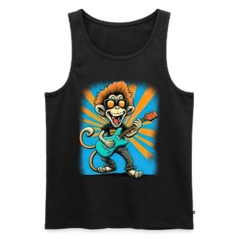 Affe Schimpanse spielt Acousitc Rock Gitarre - Männer Premium Bio Tank Top - Schwarz - Vorne - Michal (187cm)