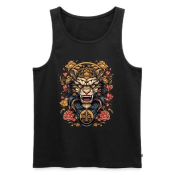 Asiatisch Drache Anime Japanisch Glück - Männer Premium Bio Tank Top - Schwarz - Vorne - Michal (187cm)