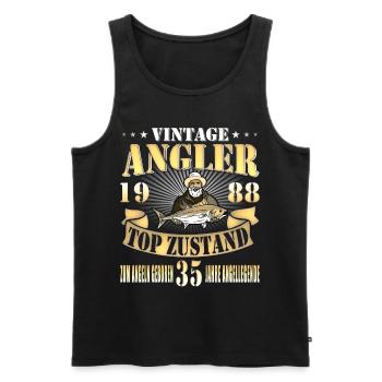 35. Geburtstag Angler Angeln Vintage 1988 - Männer Premium Bio Tank Top - Schwarz - Vorne - Michal (187cm)