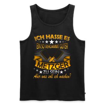 Metzger Spruch - Männer Premium Bio Tank Top - Schwarz - Vorne - Michal (187cm)