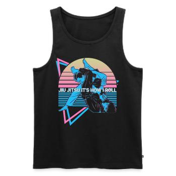 Funny Jiu Jitsu Retro - Men's Premium Organic Tank Top - black - Front - Michal (187cm)