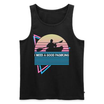 Funny Kayak Kayaking Retro - Men's Premium Organic Tank Top - black - Front - AI Model Male 178 light (178cm)