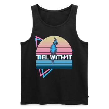 Nymphensittich Papagei Retro - Männer Premium Bio Tank Top - Schwarz - Vorne - Michal (187cm)