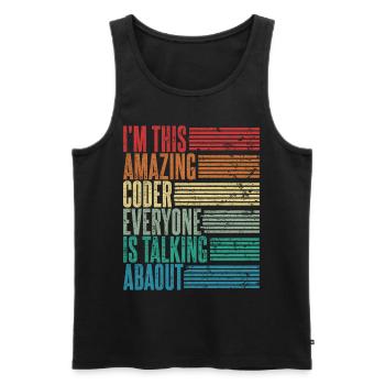 Vintage Coder Programmierer Geschenk Retro - Männer Premium Bio Tank Top - Schwarz - Vorne - Michal (187cm)