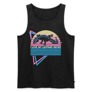 Leopard Gecko Retro - Männer Premium Bio Tank Top - Schwarz - Vorne - AI Model Male 178 light (178cm)