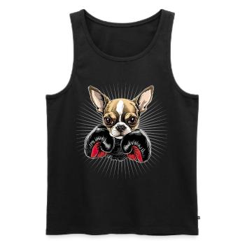 Niedlicher Chihuahua als Boxer für einen - Männer Premium Bio Tank Top - Schwarz - Vorne - Michal (187cm)