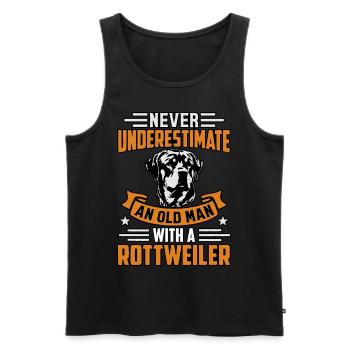 Ne sous-estimez jamais un vieil homme avec un Rottweiler - Débardeur bio Premium Homme - noir - Devant - Michal (187cm)