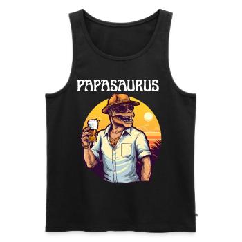 Motif Papasaurus Retro Vintage avec Père Dinosaure - Débardeur bio Premium Homme - noir - Devant - AI Model Male 178 light (178cm)
