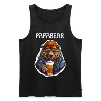 Papa Bear fier Papa papa fier papa - Débardeur bio Premium Homme - noir - Devant - AI Model Male 178 light (178cm)