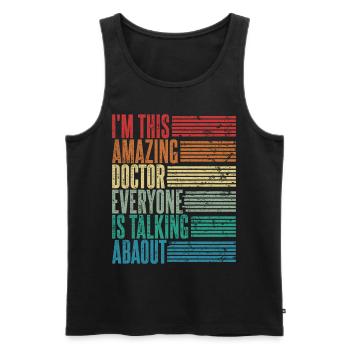 Vintage Doctor Doctor Cadeau Rétro - Débardeur bio Premium Homme - noir - Devant - AI Model Male 178 light (178cm)